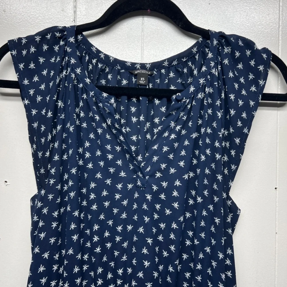 J. Crew Mercantile Navy Blue High Waisted Ruffle Hem Cap Sleeve Women's Dress XS